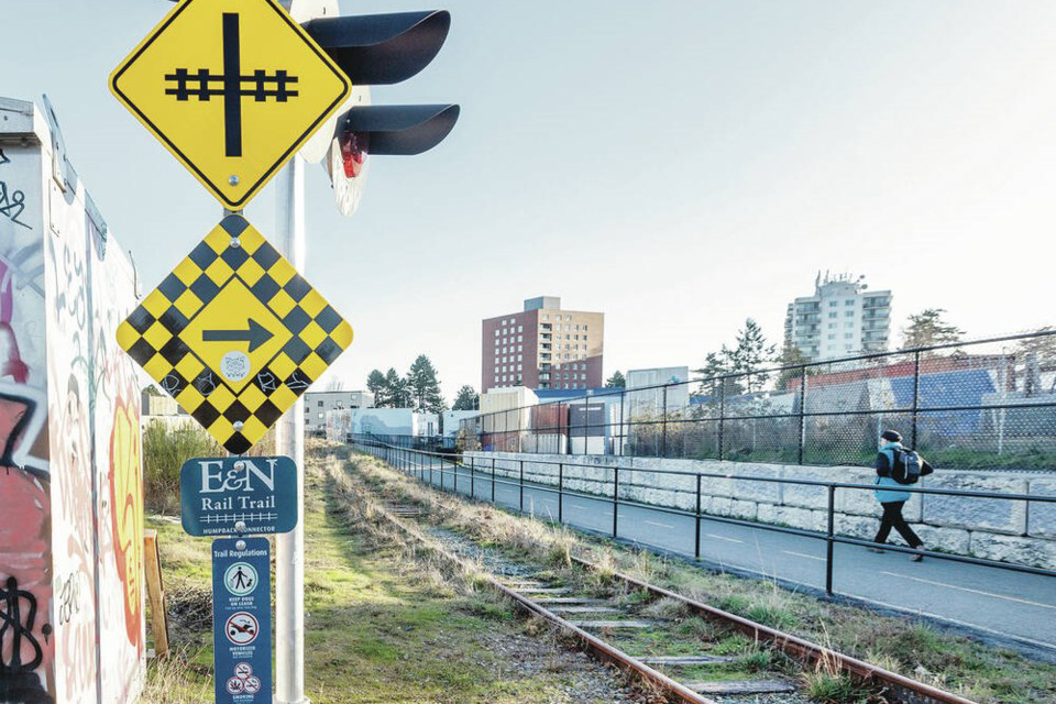 The E&N Rail Trail and the unused train tracks near the Wilson Street crossing in Victoria. DARREN STONE, TIME COLONIST